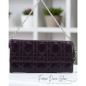 Lady Dior Wallet On Chain in patent purple. Elegant and Timeless!